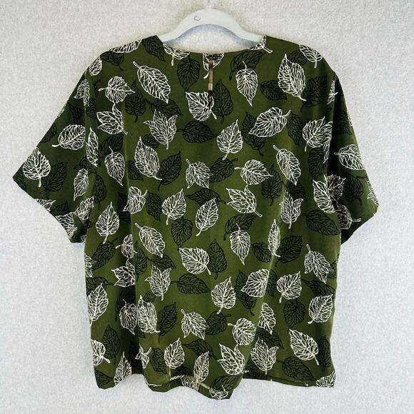 Vtg Bonworth Womans Large Petite Floral Blouse Shirt Short Sleeve Green - Picture 8 of 10